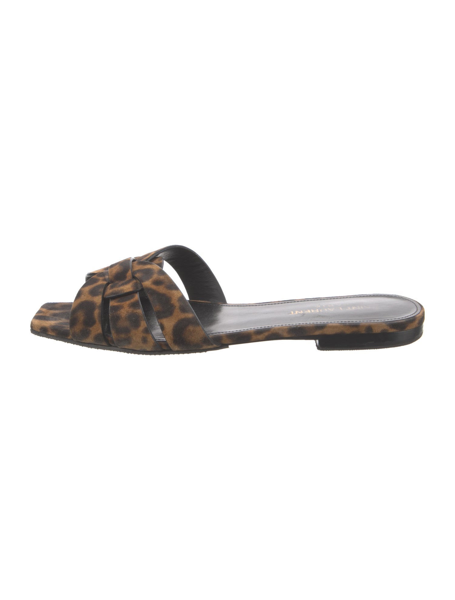 Saint Laurent Suede Animal Print Slides
